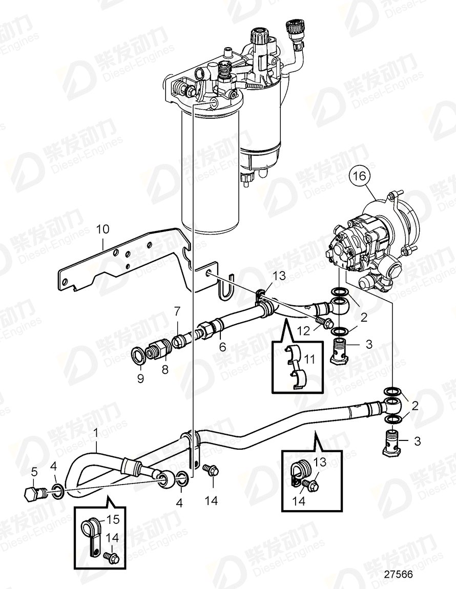 volvo penta Fuel hose 21963438 Drawing volvo penta Fuel hose 21963438 Drawing